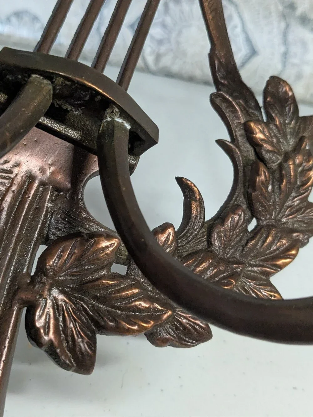 NWT Candle Wall Sconce 2 Arm Lyre Harp Cast Iron | Cottage Decor